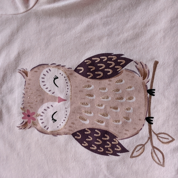 💘 girls 5, Jumping Beans, pink owl sparkly t-shirt with ruffle - Picture 3 of 5